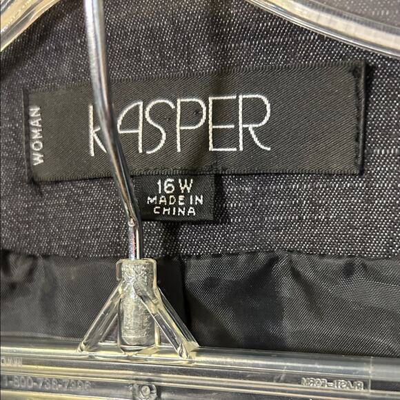 Kasper Black lined denim jacket & skirt set - women’s Sz 16W - Picture 2 of 6